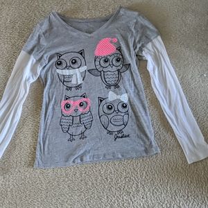 Justice owl gray long sleeve shirt